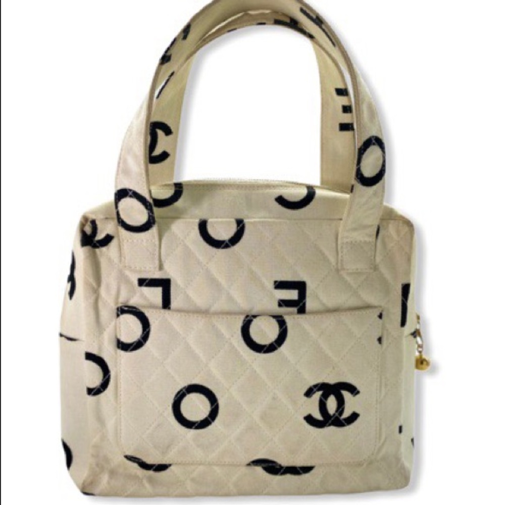 Vintage Chanel 1996 Letter Logo Canvas Tote Bag